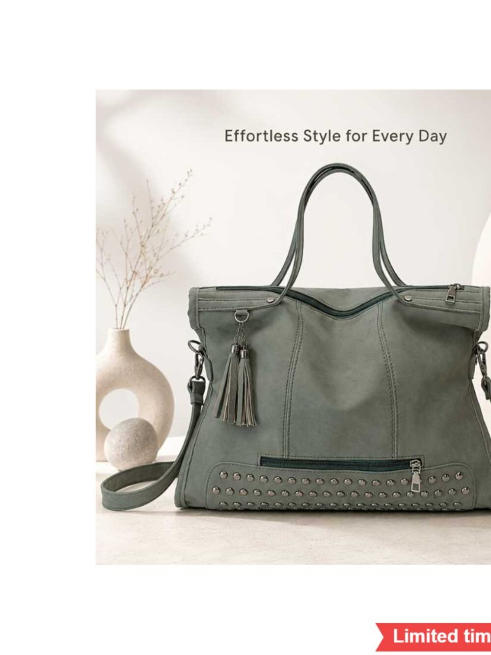 Large Capacity Shoulder Bag Tote with Detachable Strap